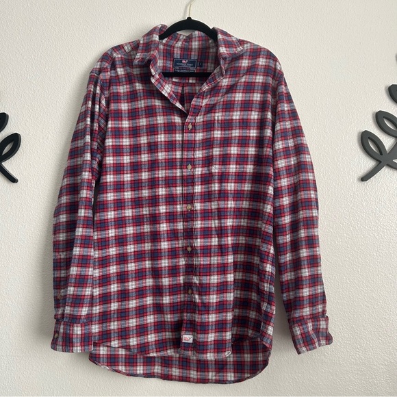 Vineyard Vines Classic Fit Red and White Plaid Shirt - Picture 1 of 5